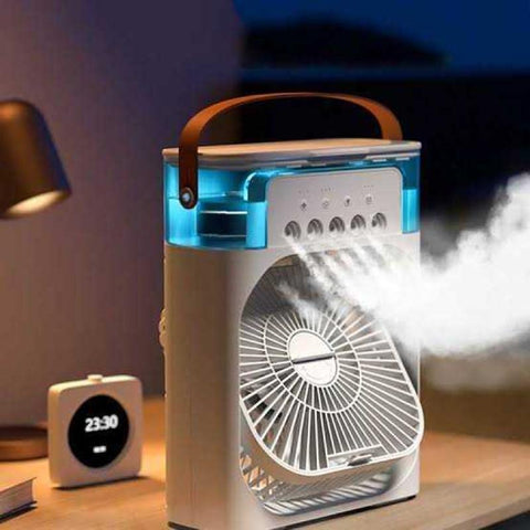 Portable USB Air Cooler Fan with Mist & LED Light