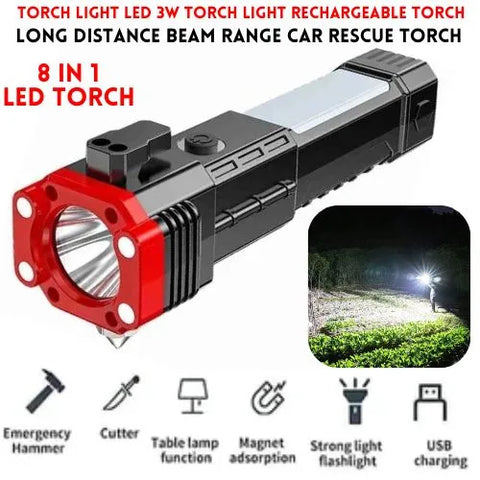 8-in-1 Rechargeable LED Emergency Flashlight